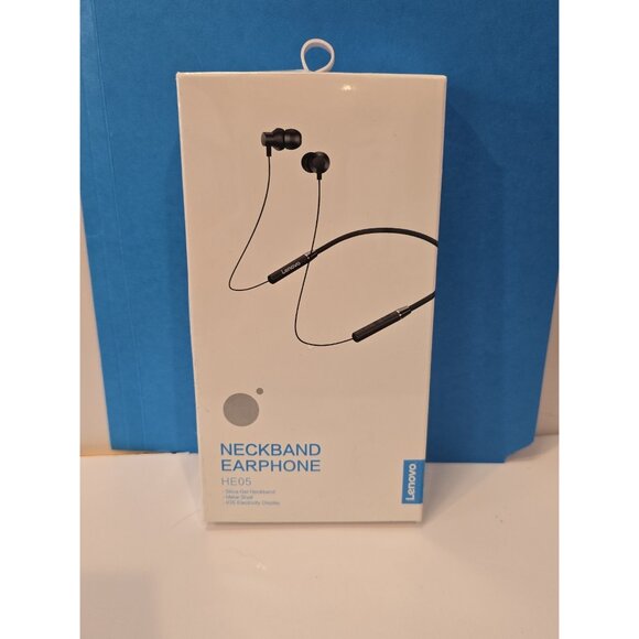 Lenovo HE05 Bluetooth Neckband Earphones Black NEW - Picture 1 of 2